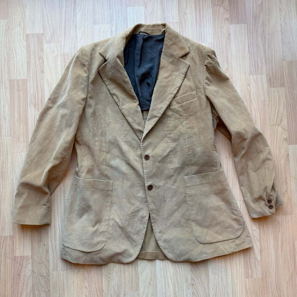 Vintage Tan Corduroy Blazer Jacket with Patch Pockets Mens M